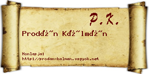 Prodán Kálmán névjegykártya